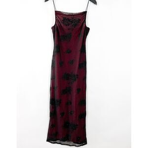 Vintage Rampage Maxi Dress Juniors Size Medium Floral Glitter Formal Y2K‎ 90's